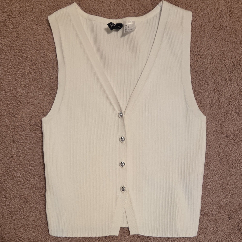 H&M White Ribbed Sleeveless Top